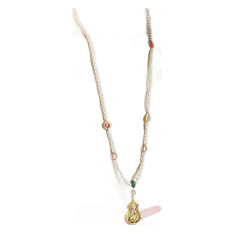 Retro Beaded Necklace & Ethnic Skirt Combo: Hanfu Cheongsam Accessory