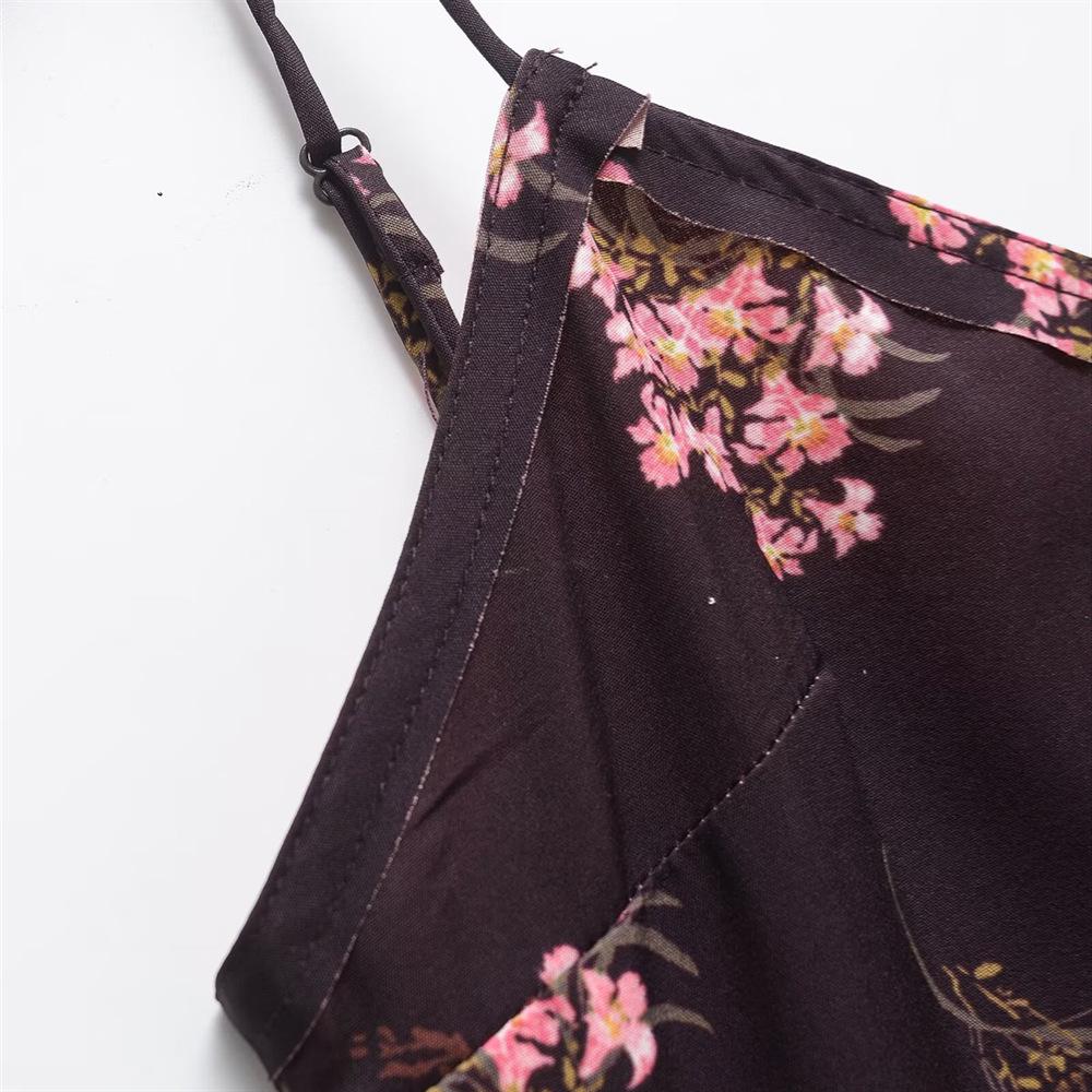 2025 Women's Spring/Summer V-Neck Floral Spaghetti Strap Dress