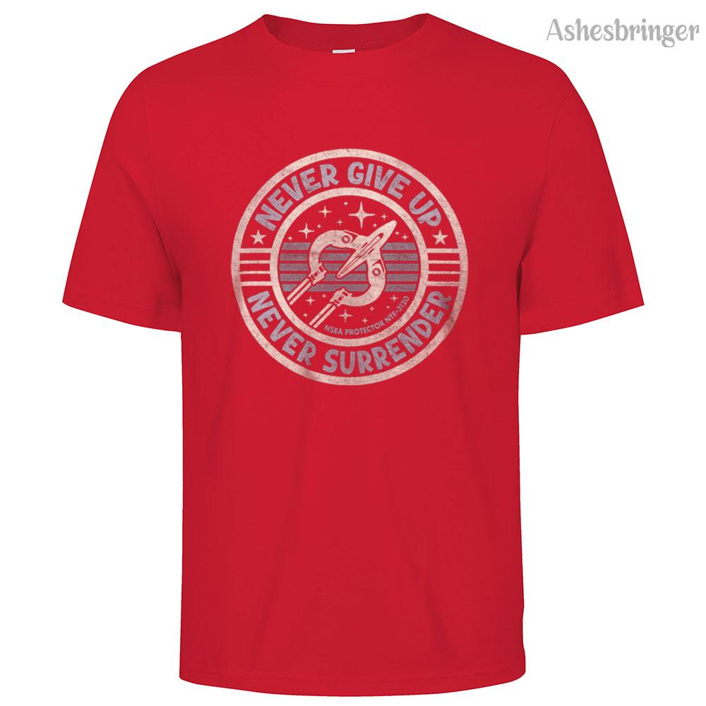 

Mens Cotton Never Give Up, Never Surrender! Graphic T Shirt on Unisex Street Casual Style Tee for Men and Women M