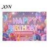 Bright Color Birthday Banner Happy Backdrop, Party Photo Background Cloth for Celebration, Reusable Bunting Flag Decor Kids Women, Supplies