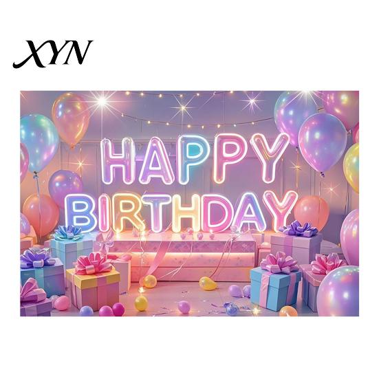 Bright Color Birthday Banner Happy Backdrop, Party Photo Background Cloth for Celebration, Reusable Bunting Flag Decor Kids Women, Supplies