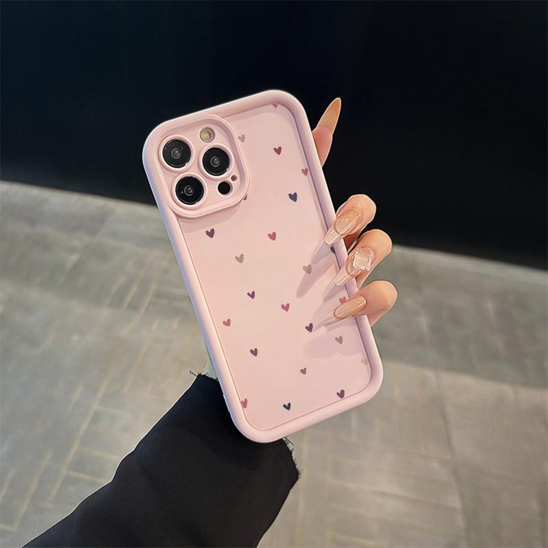 High Bamboo Pink Colored Heart-shaped Phone Case Suitable for iPhone 17 16 15 14 13 12 11 Pro/Max/Plus Anti Drop and Shockproof