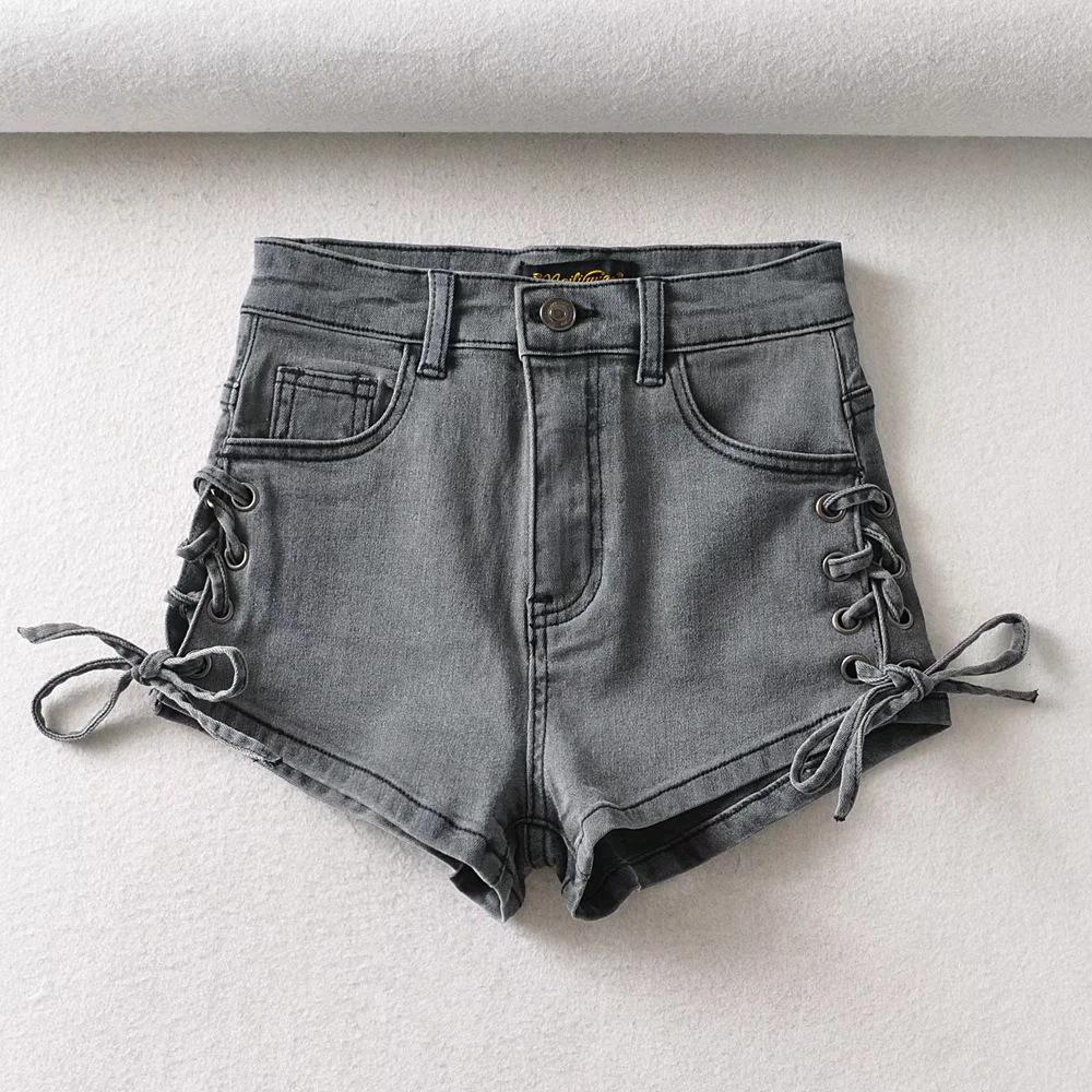 Europees-Amerikaans Pittig Meisje Zomer Uitgesneden Knoop-Up Denim Shorts - Slim Fit, Heup-Omhelzende Hotpants voor Vrouwen