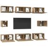 Wall Mounted TV Cabinet Set 8 pcs Artisan Oak Wood Based Material