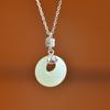 Hotan Jade S925 Silver Inlaid Safety Buckle Pendant for Women