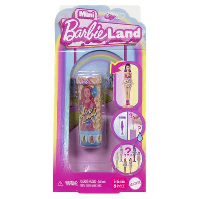 Barbie Mini Barbie Land Color Reveal Překvapivý balíček 2025 Domeček pro panenky Mikro panenka pro věk 6+ a Oblečení Růžová, 986A-JCR08