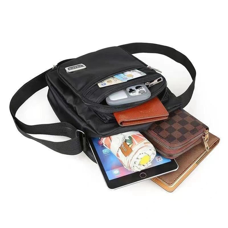 Casual Men's Messenger Bag Versatile Trendy Shoulder Bag Stall Cashier Multi-layer Zipper Change Bag Mobile Phone Bag