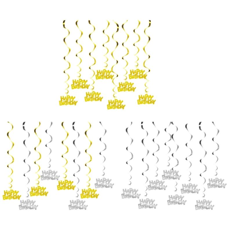 Stylish Birthday Party Hanging Swirls Beautiful Happy Birthday Spirals Decors Set Individualized Party Enhancement