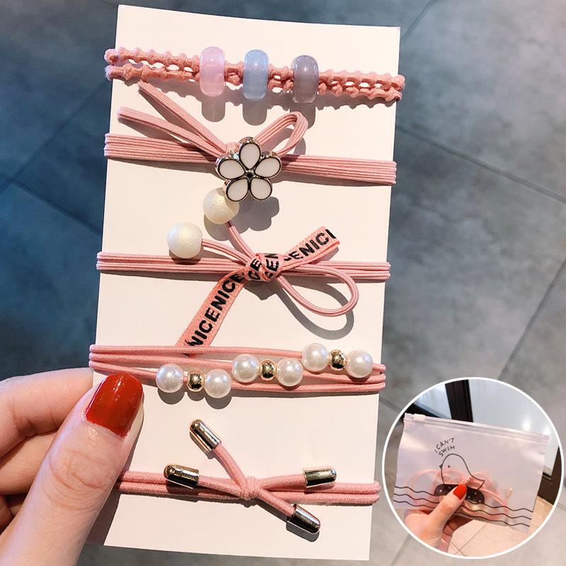 1 Set Elastico per Capelli Korean Simple Durevole Elastici per Capelli Accessori per Ragazze Corda per Capelli Anello Copricapo