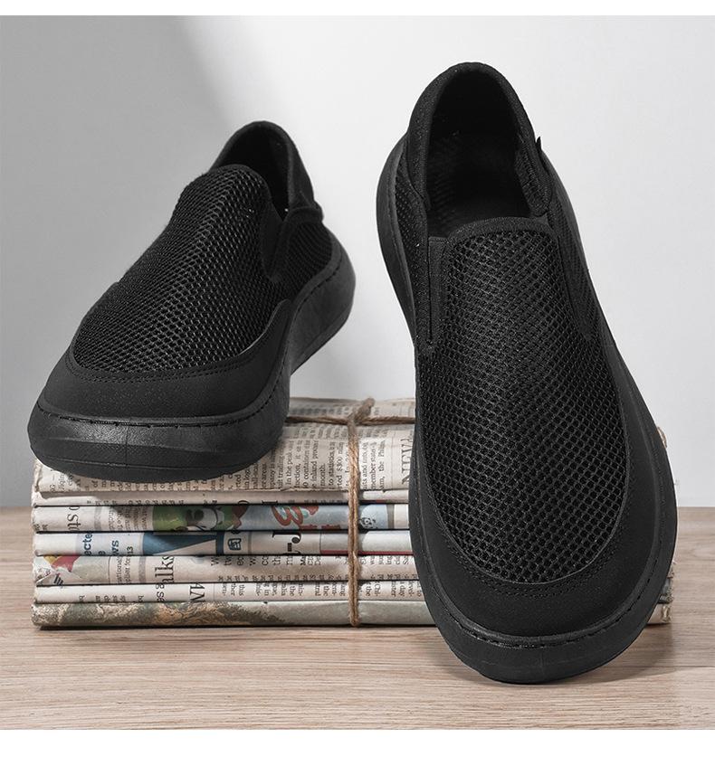 Summer Men'S Mesh Shoes New Lazy Sneakers With Hollow Out Breathable Lightweight Odor-Proof Sandals Male Casual Footwear