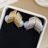 Vintage Brushed Texture Earrings for Women Irregular Geometric Pearl Stud Earrings Fashion Exquisite Banquet Party Jewelry Gifts