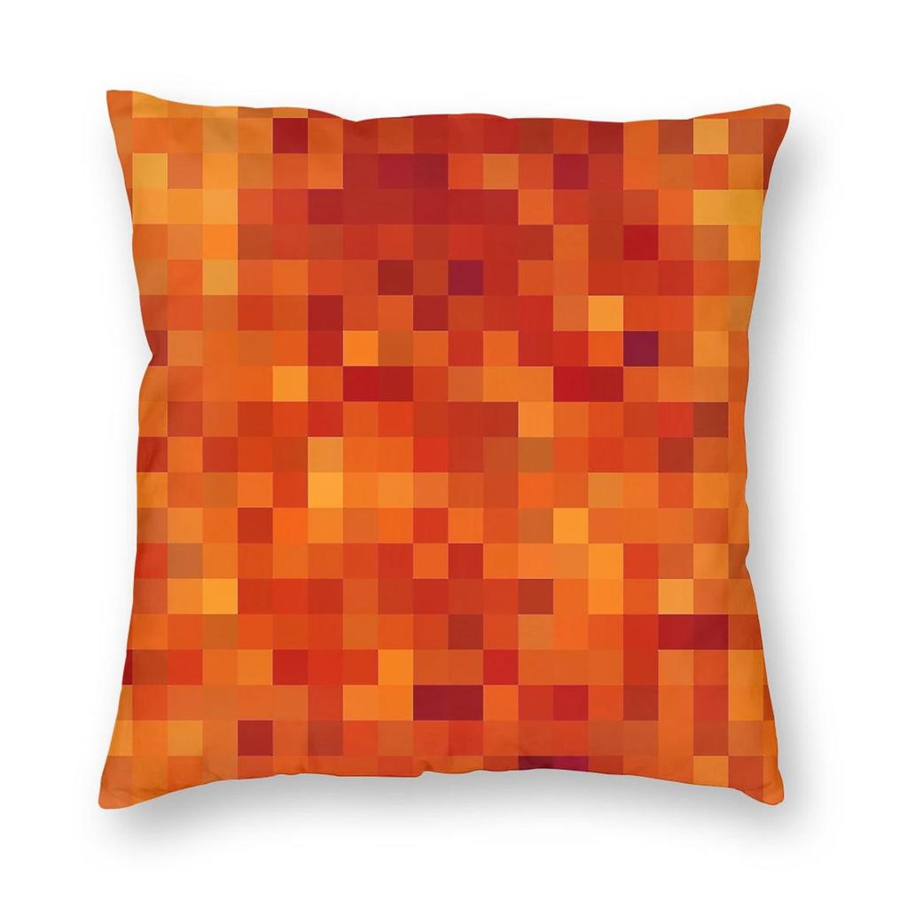 Pixelated Magma Block Pillowcase Polyester Linen Velvet Printed Zip Decorative Room Cushion Cover