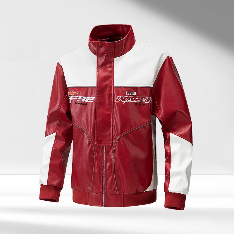 Data type PU leather jacket men s style couple s jacket men s and women s loose motorcycle jacket M