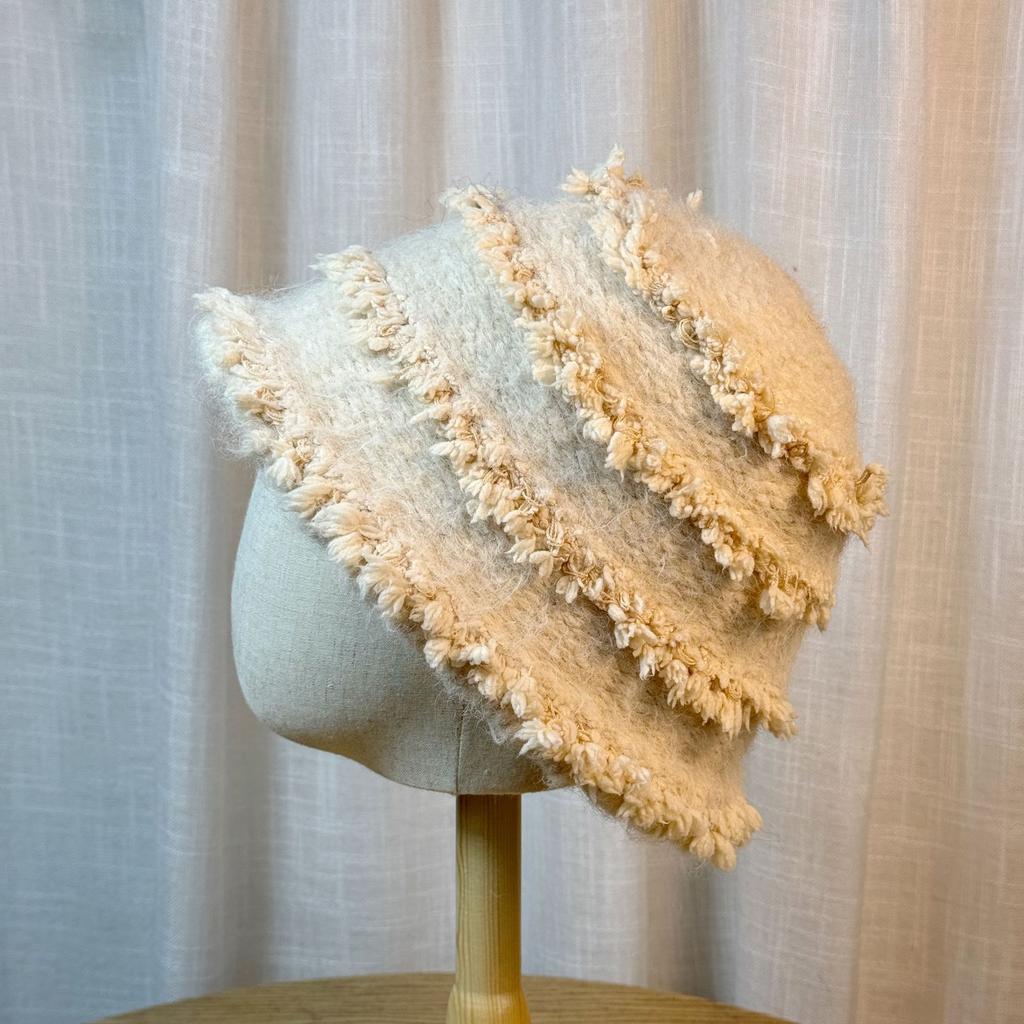 Fisherman Hat for Women Japanese Style Fur Edge Small Bucket Hat Korean Xiaoxiang Style Knitted Basin Hat Without Makeup and Versatile Trend