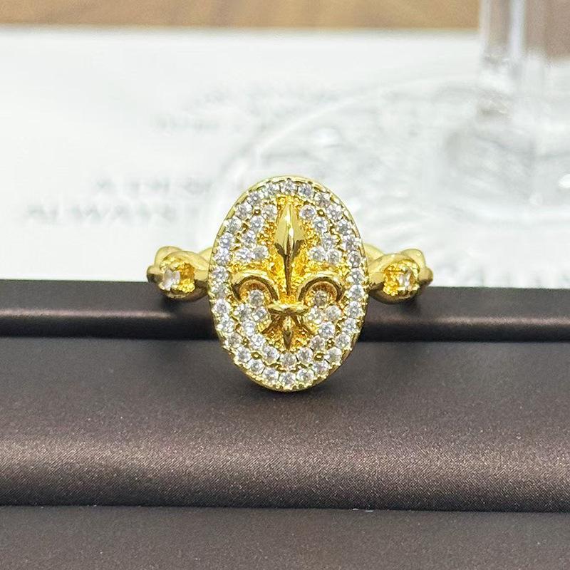 Medieval Vintage Retro Stacked Wearing Micro-Inlaid Zircon Temperament Ring Women'S Niche High-End Light Luxury Butterfly Ring