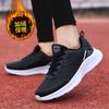 Women's Winter Black Leather Sneakers Warm Sports Shoes with Fur Non Slip Soles Outdoor Walking Casual Shoes Ladies Sneakers