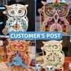 ROBOTIME ROKR Owl Clock Mechanical Gears 3D Wooden Puzzle LK503
