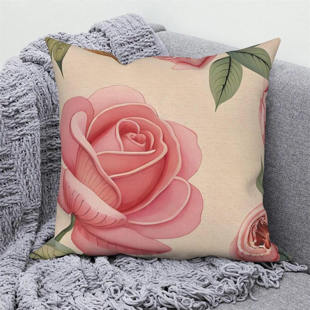 

Розовая наволочка с цветочным принтом, домашний декор, наволочка для дивана, автомобиля 40x40cm