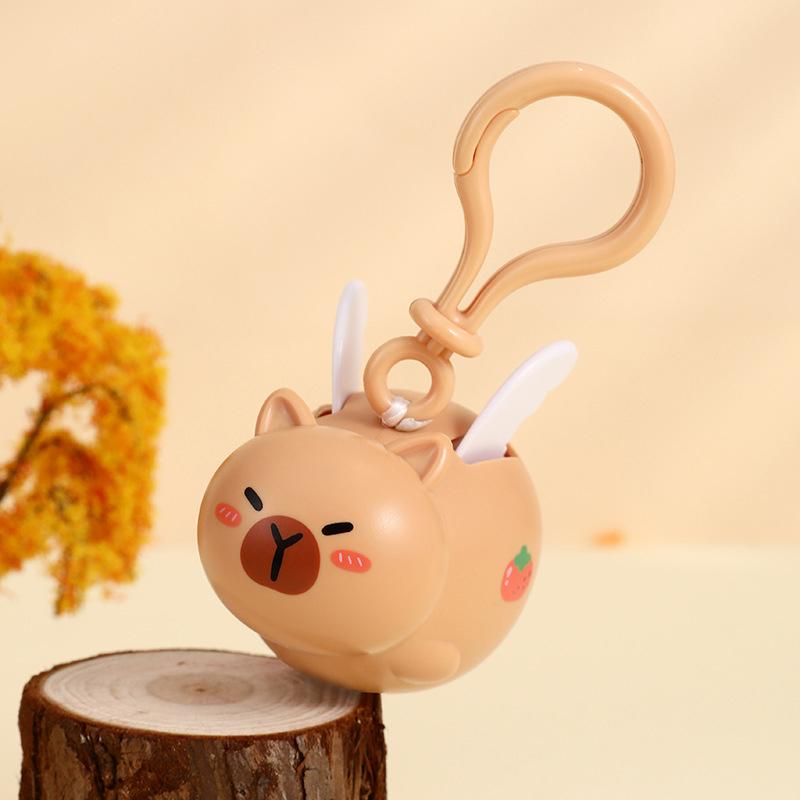 Creative Cartoon Capybara Pig Wings Pull String Keychain Elastic Retractable Cord Keychain Telescopic Hanging Rope Gifts