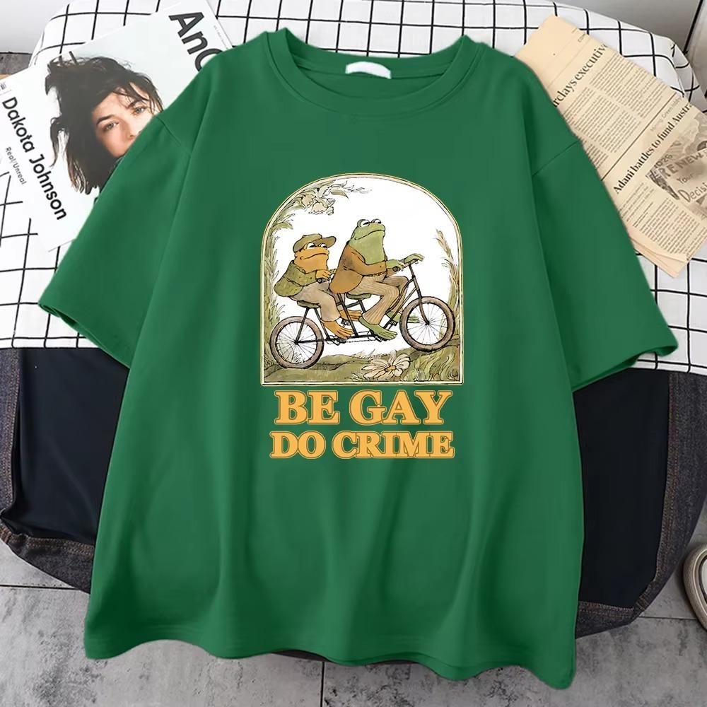 Buď gay, rob zločin Potlačené pánske bavlnené tričká Ležérne celoplošné s krátkym rukávom Vintage kreativita Okrúhly výstrih Top Pánske tričko Oblečenie