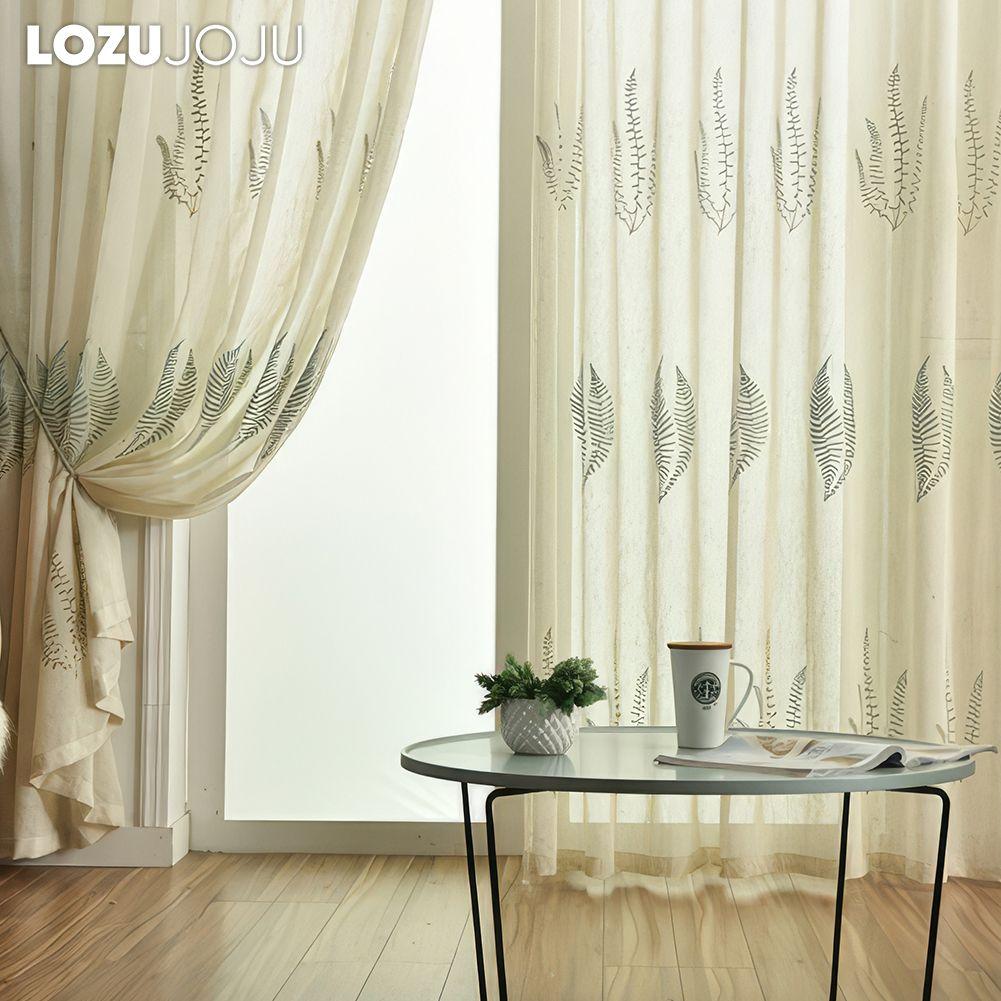 1 STÜCK LOZUJOJU Modischer und vielseitiger Retro-Licht-Luxus-gestickter, halbtransparenter, durchsichtiger Vorhang für Wohnzimmer, Schlafzimmer, Heimdekoration