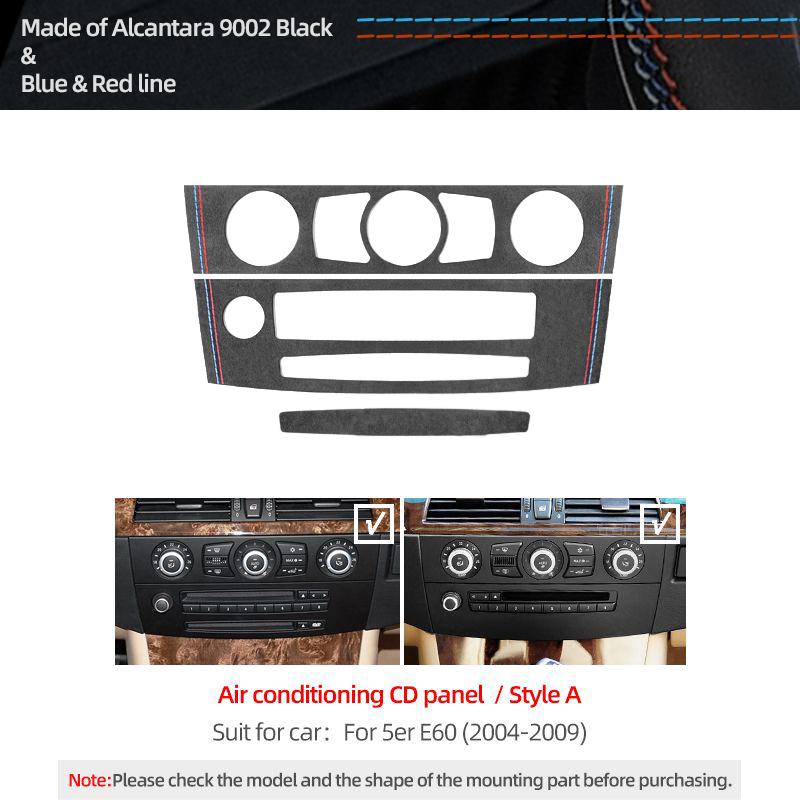 QTPC8 For BMW E60 Series 5 Made of Alcantara Car Interior Center Console CD Panel Trim Frame Performance Stickers Tuning Accessorie