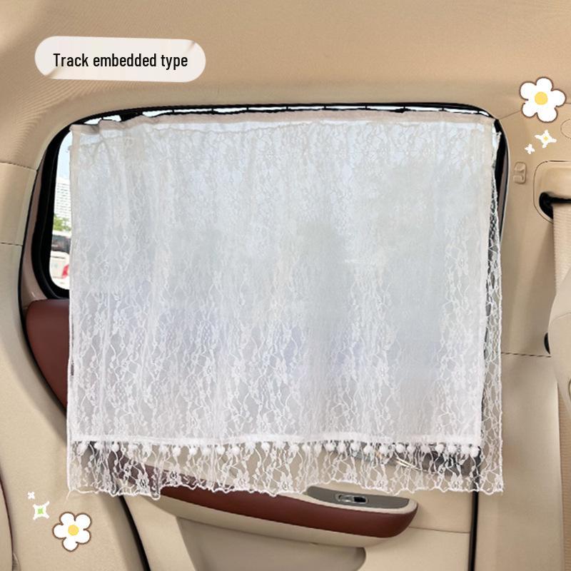Lace Mesh Car Sunshade: Baby Protection & Heat Insulation Side Curtains for Privacy