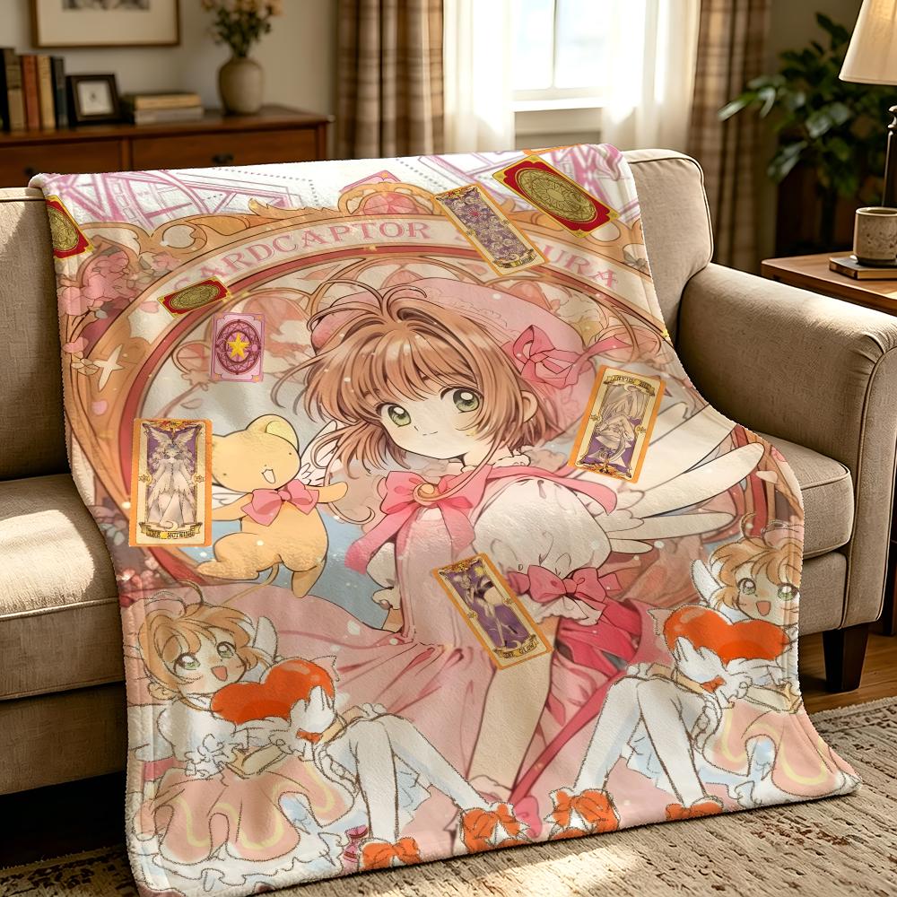 anime C-Cardcaptor Sakura-A Throw Thick Comfort Flannel Quilt, Multi-scene Use Indoor Outdoor Daily Nap