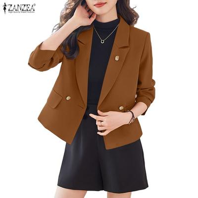 Women Casual Turn Down Collar Long Sleeve Thin Cardigan Blazer
