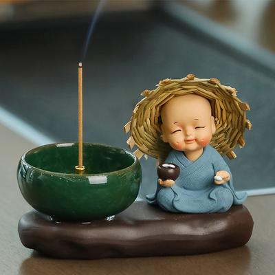 Incense Burner Handmade Crafts Buddhist Monk Chinese Style Censer Home Decorations