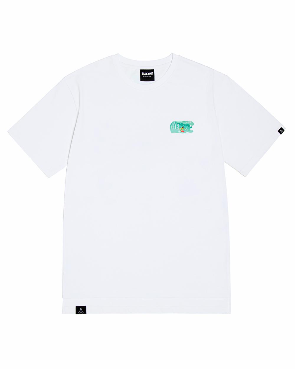 Black Smith Surf On The Big Wave Ver.2 Oversize Fit Slit T-Shirt White Free