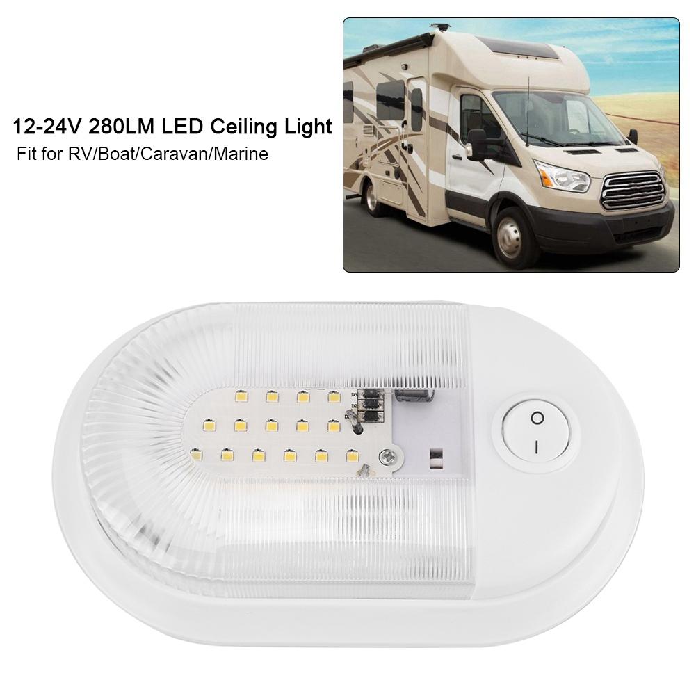 Fit for Car RV Boat Dome Light LED Ceiling Light Interior Roof Lamp 12-24V 280LM