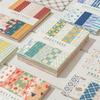 50 Sheets Sweetness Supply Series Korean Retro Scrapbook Paper - Fantasy Theme, White Background with Vibrant Geometric, Floral