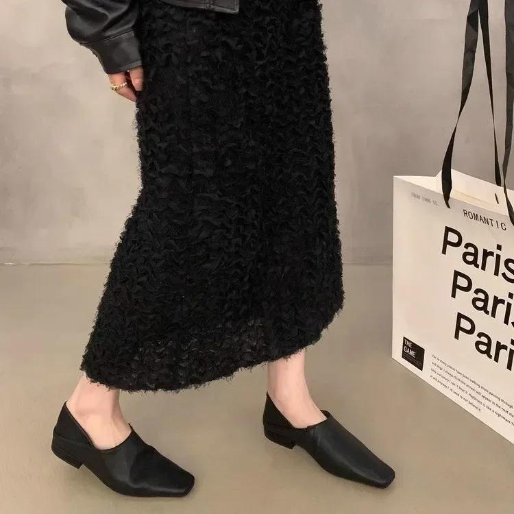 Fashion Square Toe Leopard Loafers Women Heels Shoes Leather Snow Boots 2025 Autumn Winter Elegant Women Pumps Dress Zapatos De Mujer