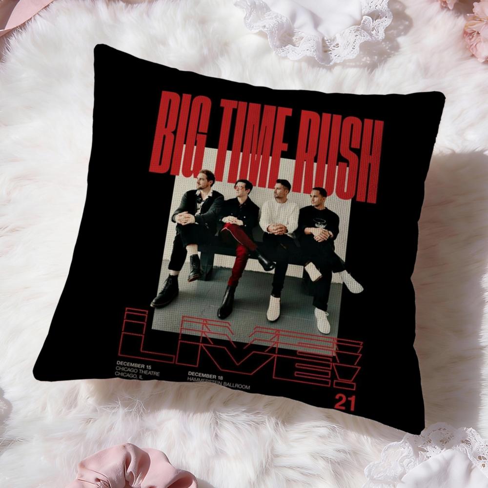 Popular B-BBig Time Rush Cushion Cover Soft Washable Pillow Case Multi-Scene for Couch Bed Travel Office Use