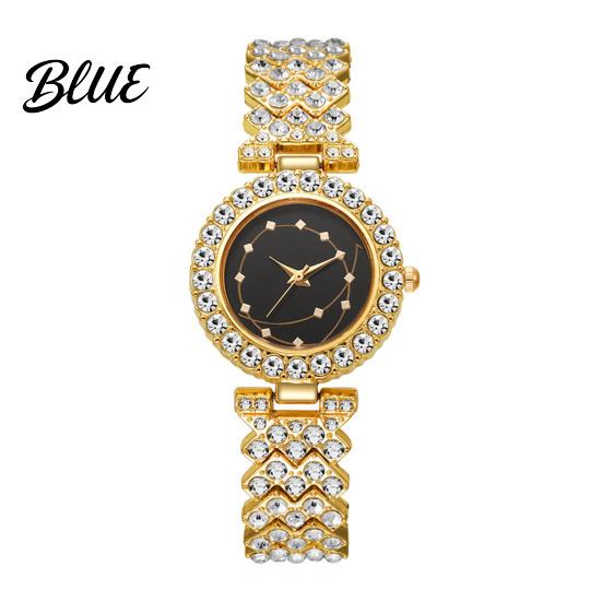 Sparkling Rhinestone Bracelet Luxury Women Watch Round Dial Quartz Analog