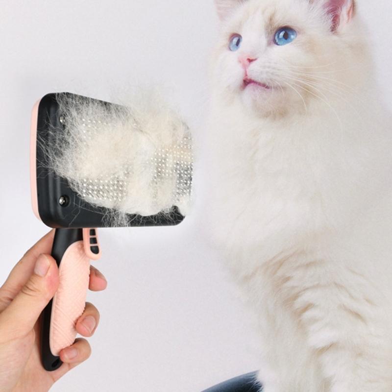 Dog Brushes Cat Combs Self Cleaning Slicker Brush for Shedding Hair Anti-Slip Handle Grooming Brush for Loose Fur