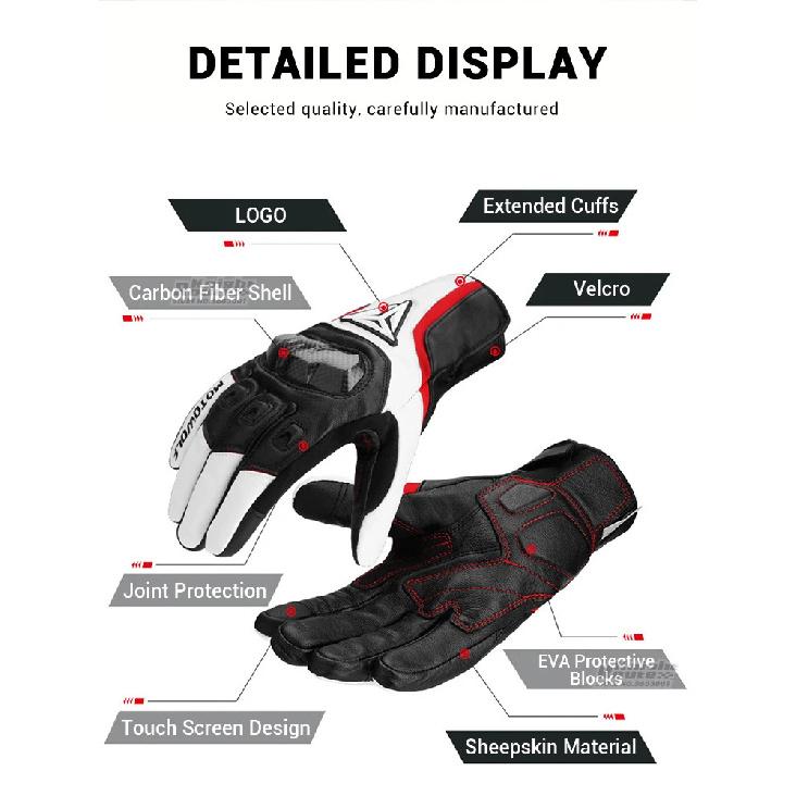 Motorcycle Gloves Leather Men Gloves Summer Cycling Motorbike Guantes Moto Motocross Bicycle Touch Screen Breathable Protective