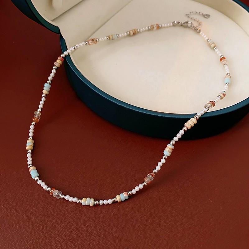 Dopamine Ethnic Retro Beaded Colorful Pearl Choker Necklace - Niche High-End Fashion