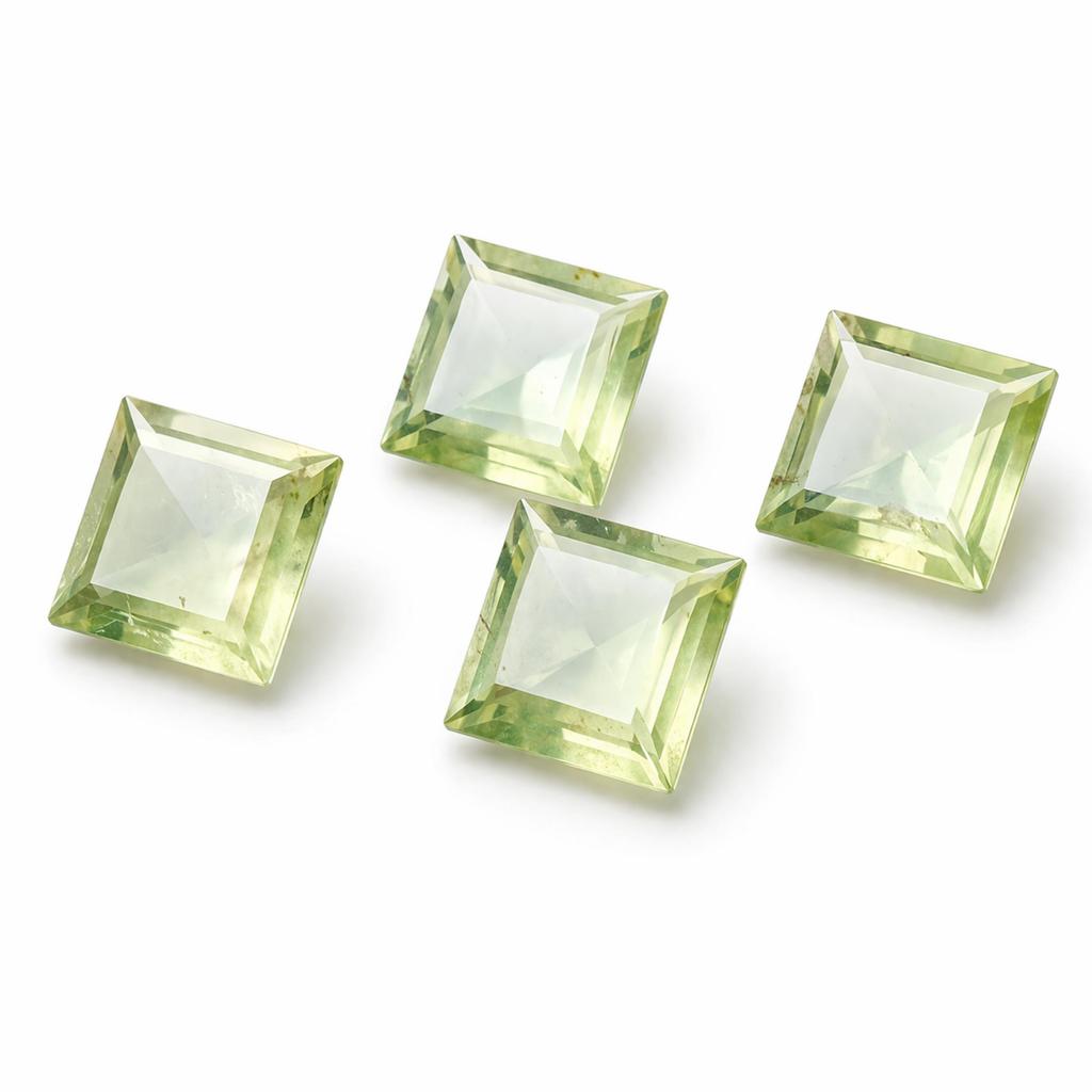 AAA Natural Prehnite Square Faceted Gemstone Calibrated Loose Stone Green Prehnite Jewelry Making Supply Wholesale All Sizes Available