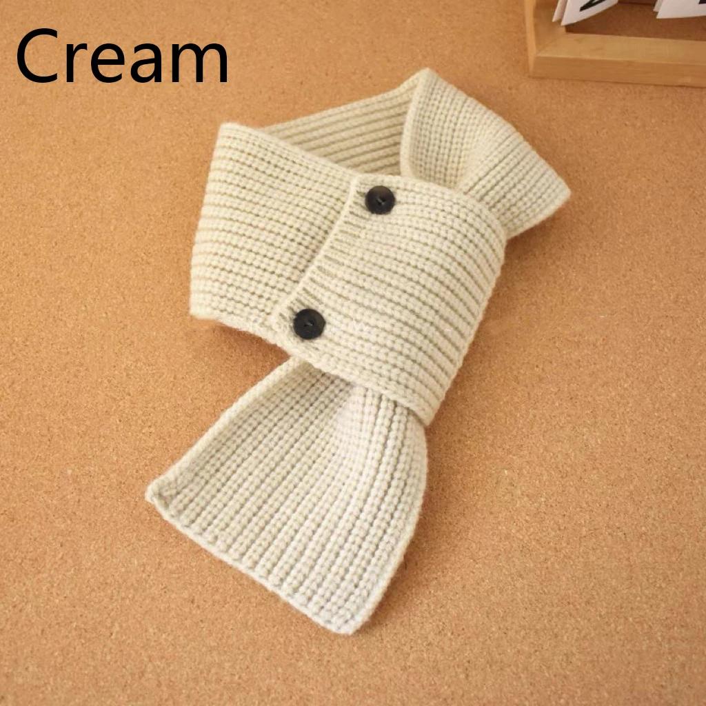 New Fashion Winter Warm Children Baby Muffler Scarf for Boys Girls Buttons Knit Cross Collar Neck Ring Kids Solid Color Scarves
