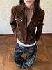 2025 Women's High-End Coffee Suede Jacket with Maillard Effect Slimming Design