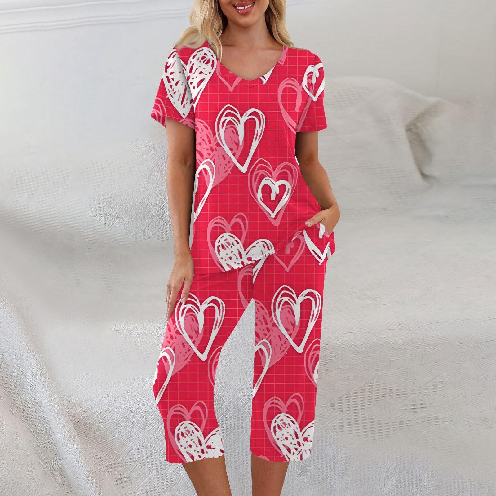 

Комплекты из 2 предметов для женщин, летний топ с короткими рукавами и брюки с карманами, мягкие комплекты для тренировок XXL красный