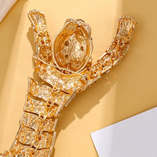 Yousheng Brooch Pin Shiny Rhinestones Inlaid Tiger Shape Badge Rust-Resistant Lightweight Bendable Tiger Brooch Fashion Accessories