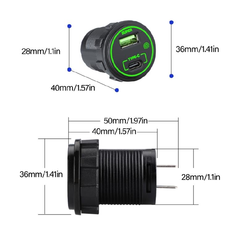 Efficient 66W Charging Socket 2-Port Car Charger with LED Light and Safety Protections for Car Truck Boats Waterproof