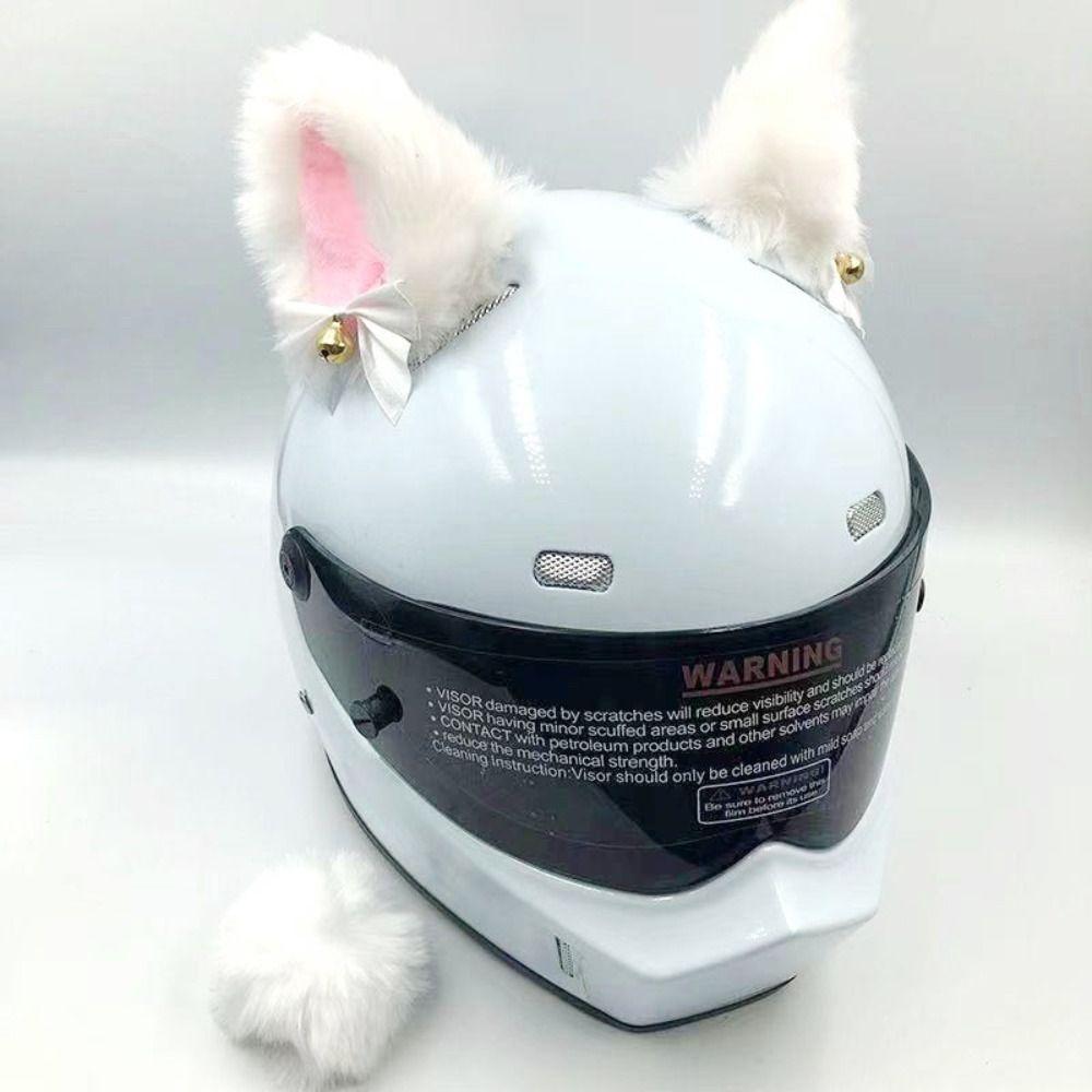 Cute Self-adhesive Motorcycle Helmet Decor Cosplay Personality Plush Cat Ears Soft Smooth Motocross Accessories