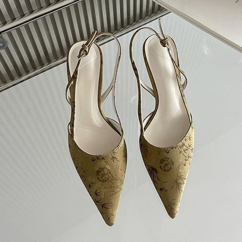 Fashion Big Size 43 Fashion Pointed Toe Ladies Thin Heels Sandals Shoes Female Shallow Footwear Elegant Women Heeled Sandals Shoes