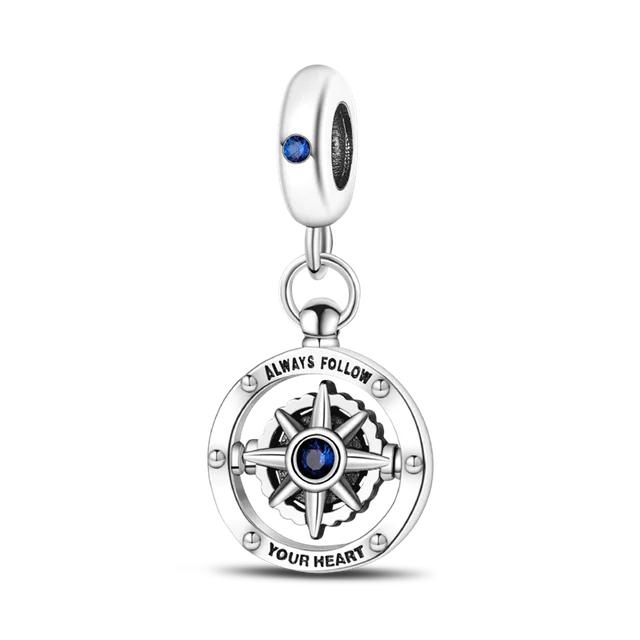 

Follow Heart Компас Висячие Подвески Бусины Кулон Серебро 925 Подходит Браслет Diy Для Изготовления Ювелирных Изделий