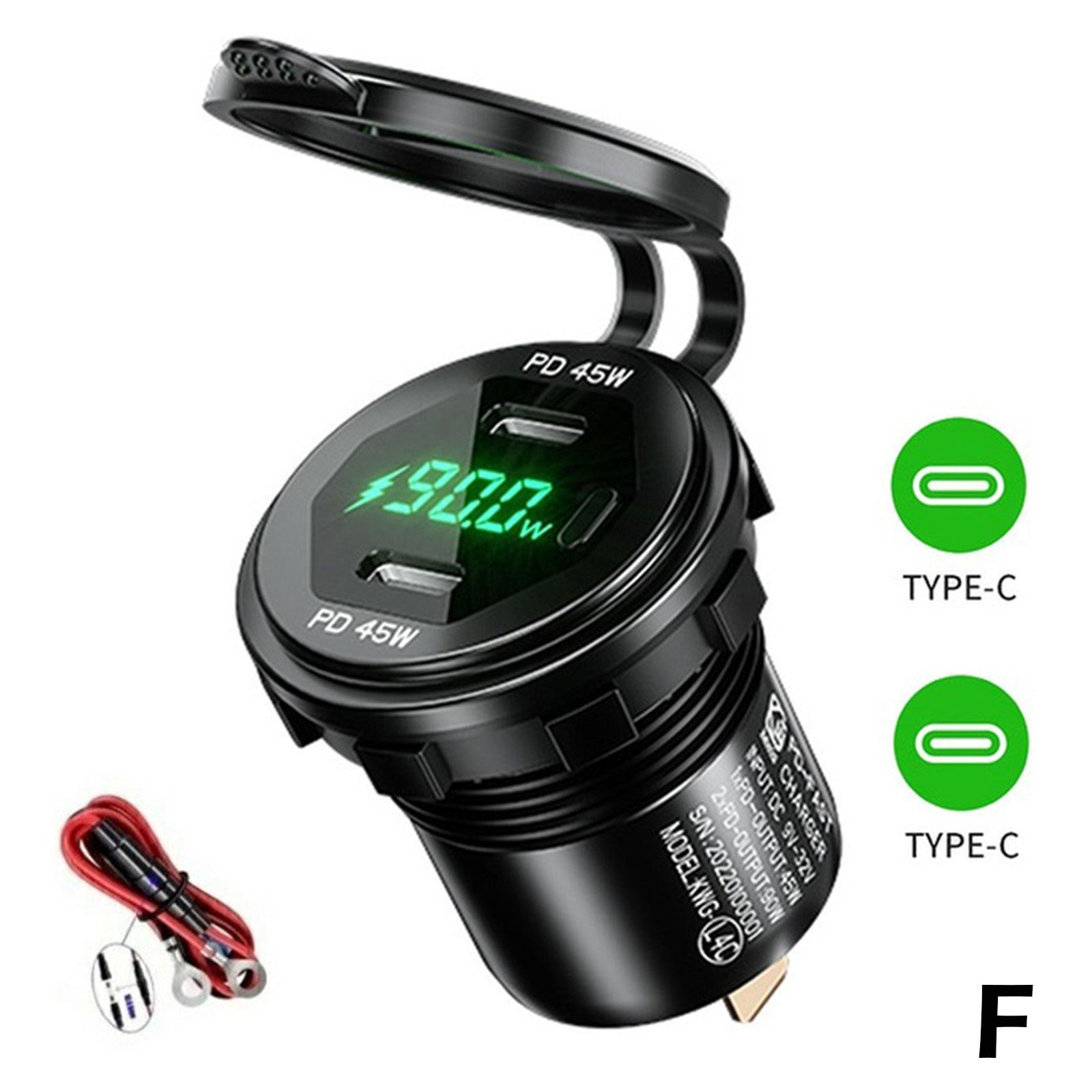 

Dual USB PD type-C Charger Socket Power Outlet Adapter 12V 24V Waterproof Dual USB Ports Fast Charge for Car Boat SUV Sedan RV