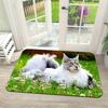 1pc Realistic Dandelion and Long-Haired Maine Coon Cat Doormat, Internet-Famous Healing Cute Pet Print Thickened Flannel Mat - 0.4-inch Sponge Non-Sli